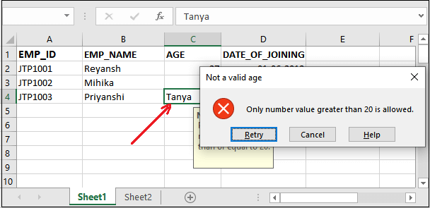 Excel 应用数据验证