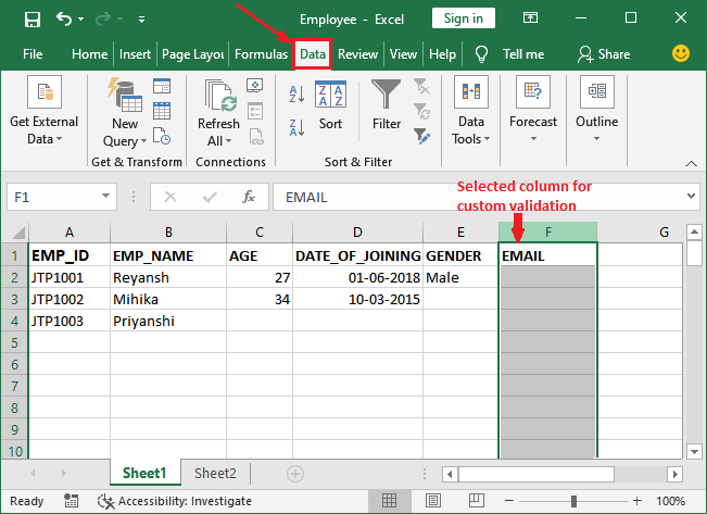 Excel 应用数据验证