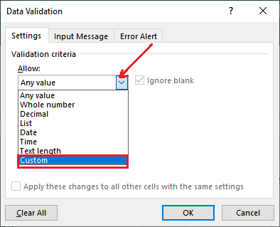 Excel 应用数据验证