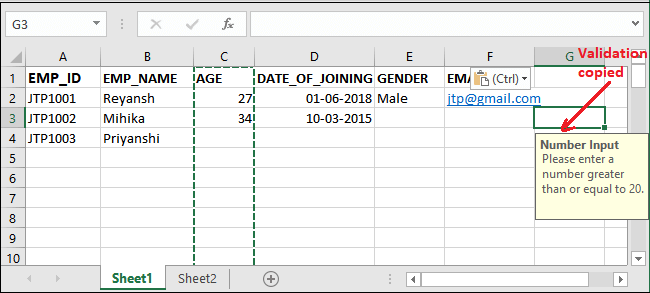 Excel 应用数据验证