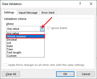 Excel 应用数据验证