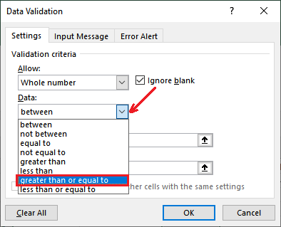 Excel 应用数据验证