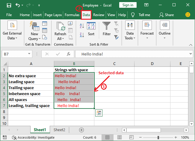 Excel 去除空格