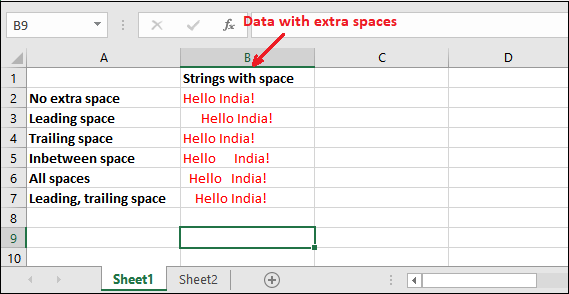 Excel 去除空格