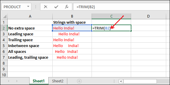 Excel 去除空格