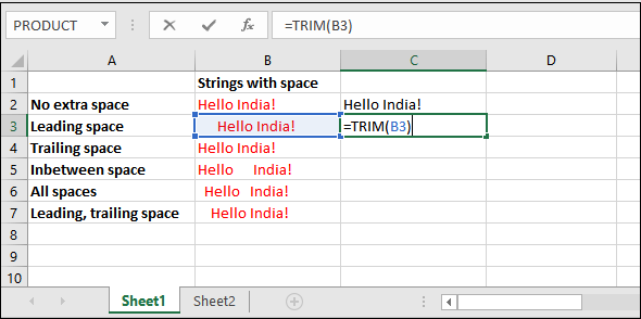 Excel 去除空格