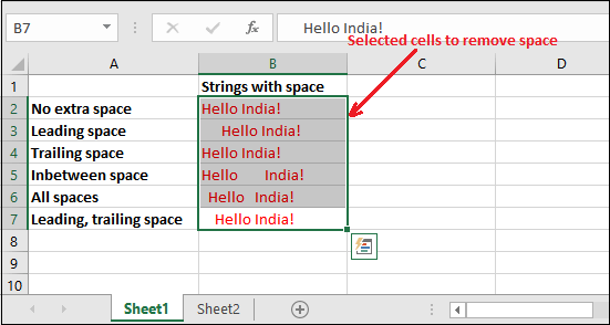 Excel 去除空格