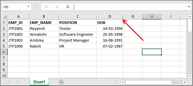 Excel 如何取消隐藏列