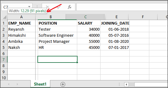 Excel 如何取消隐藏列