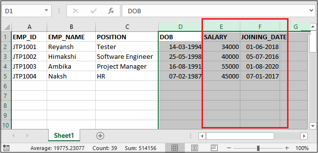 Excel 如何取消隐藏列