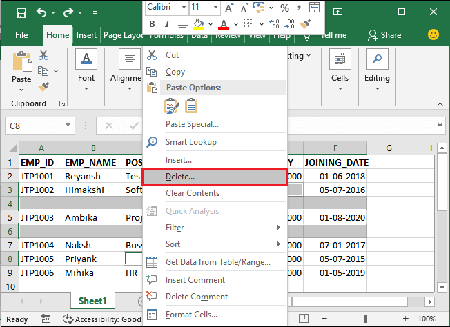 Excel 如何删除空行