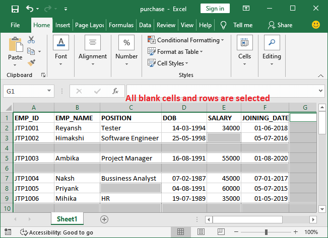 Excel 如何删除空行