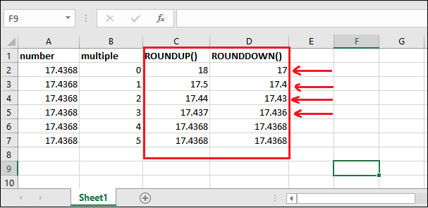 Excel 四舍五入公式