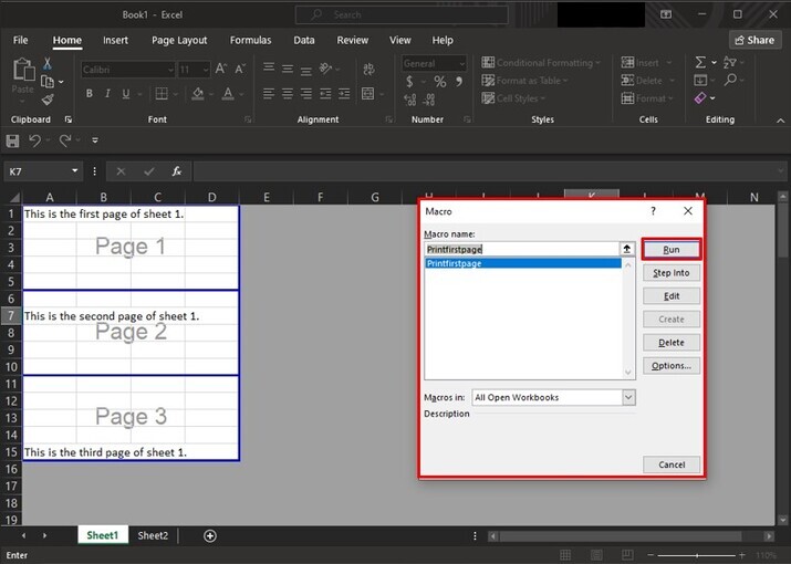 Excel 如何快速打印每个工作表的第一页