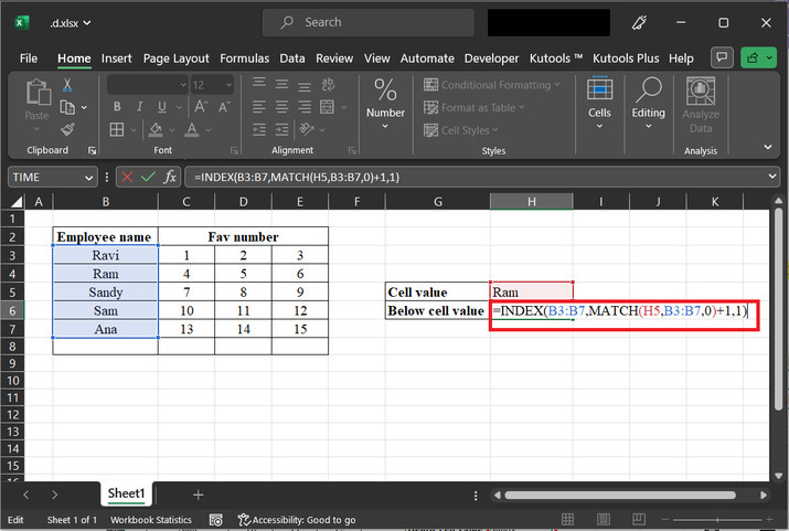 Excel 如何查找值并返回上方或下方的单元格