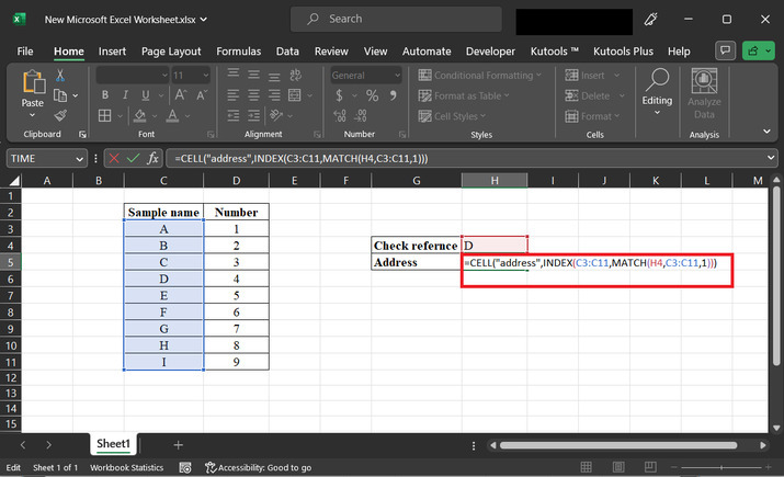 Excel 如何查找值并返回单元格地址