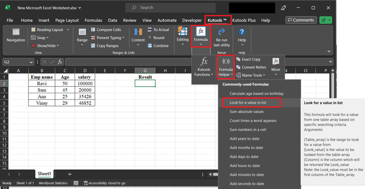 Excel 如何查找列表中的值