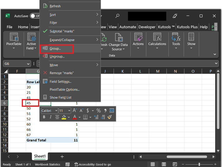 Excel 如何在数据透视表中按范围进行分组