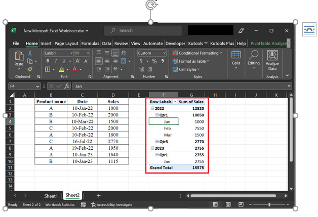 Excel 如何在数据透视表中按月、年、半年或其他特定日期进行分组