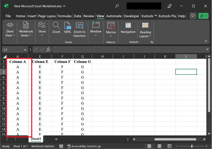 Excel 如何在工作表或整个工作簿中锁定特定列始终可见