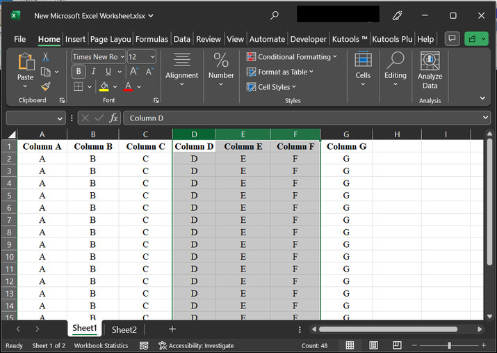 Excel 如何在工作表或整个工作簿中锁定特定列始终可见