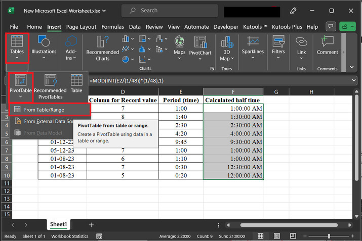 Excel 如何在数据透视表中将数据按半小时或15分钟分组