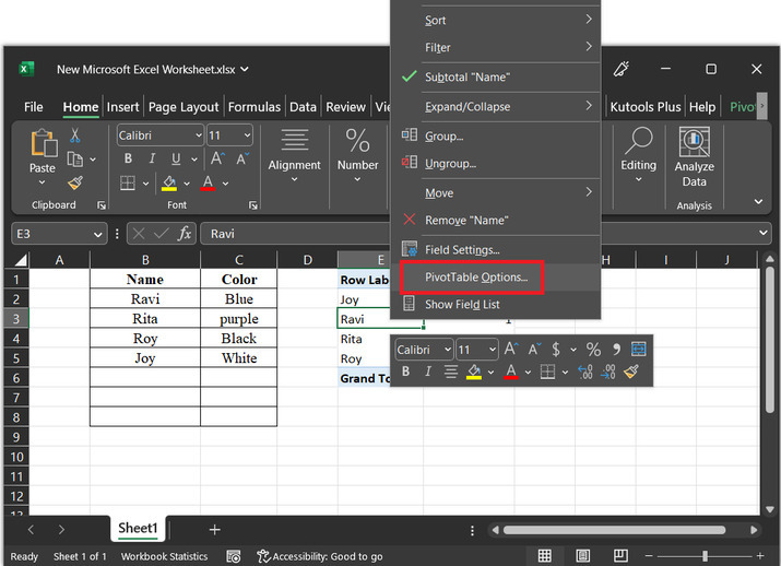 Excel 如何锁定透视表中的列宽度