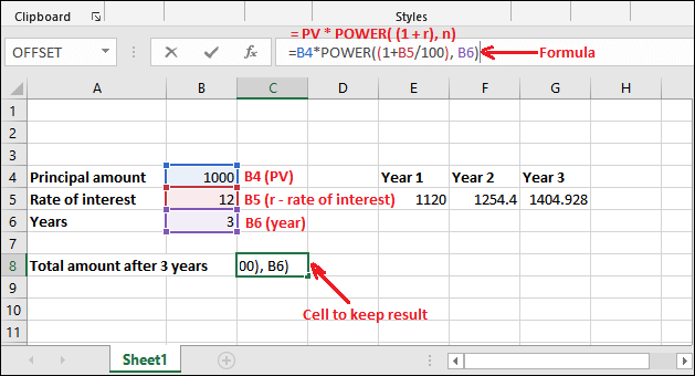 Excel 复利公式