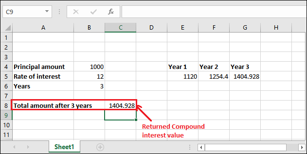 Excel 复利公式