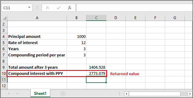 Excel 复利公式