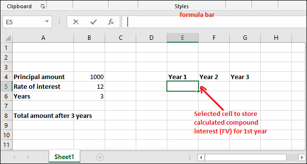 Excel 复利公式