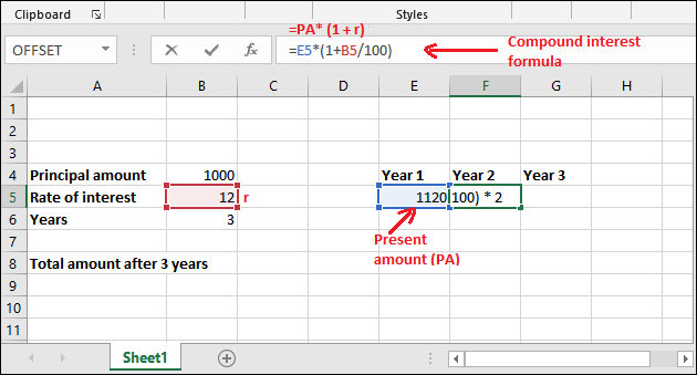 Excel 复利公式