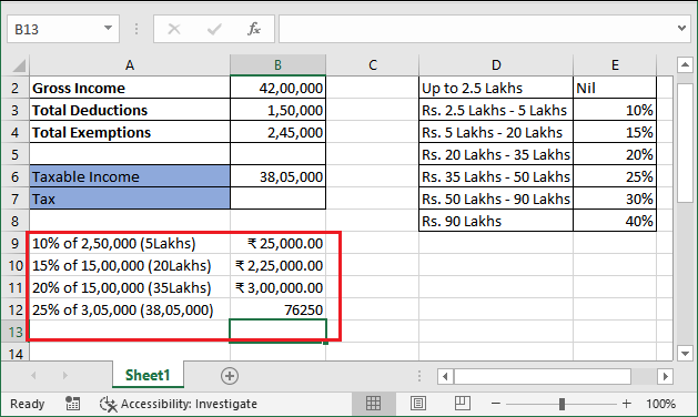 Excel 计算所得税公式