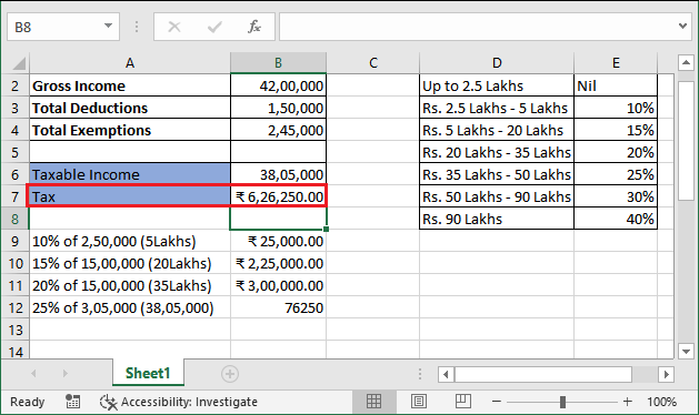 Excel 计算所得税公式