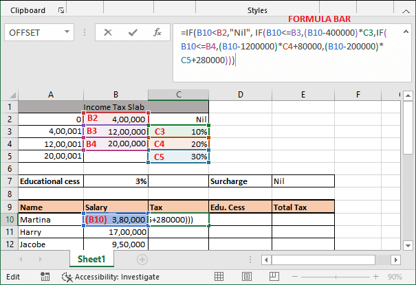 Excel 计算所得税公式