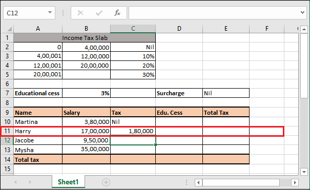 Excel 计算所得税公式