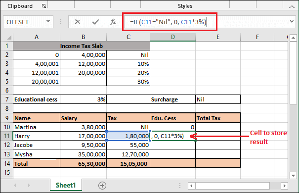 Excel 计算所得税公式