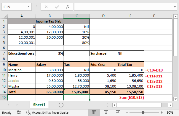 Excel 计算所得税公式