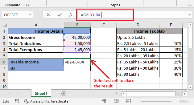 Excel 计算所得税公式