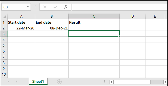 Excel 如何计算两个日期之间的天数