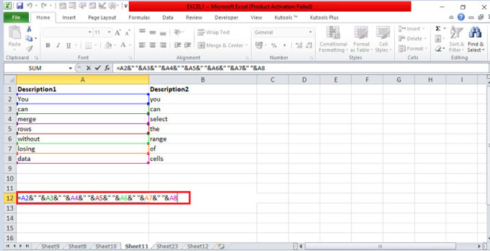 Excel 如何合并和组合行而不丢失数据