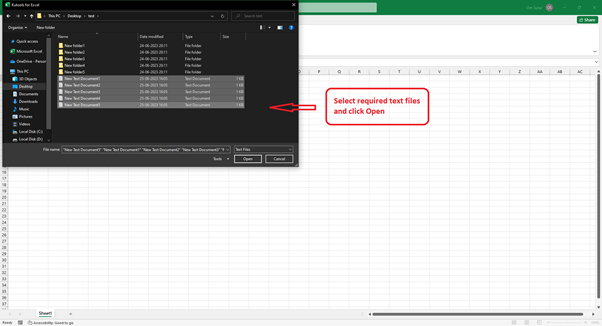 Excel 如何将文本文件导入到Excel中作为单独的工作表并使用原始名称在Excel中