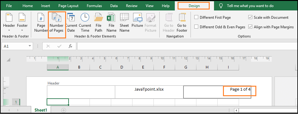 Excel 标题和页脚