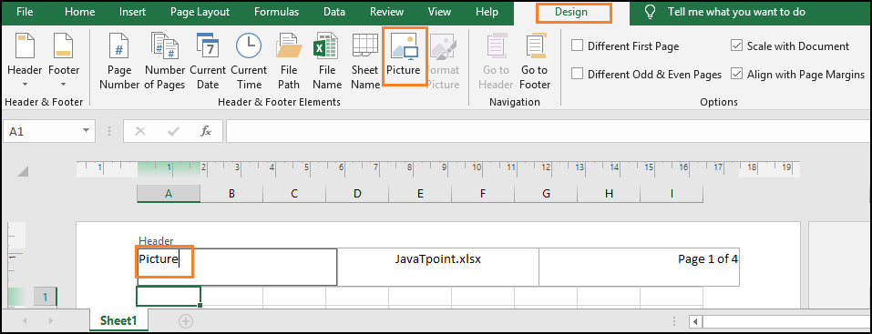 Excel 标题和页脚