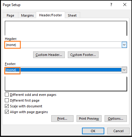 Excel 标题和页脚