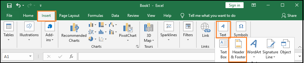 Excel 标题和页脚