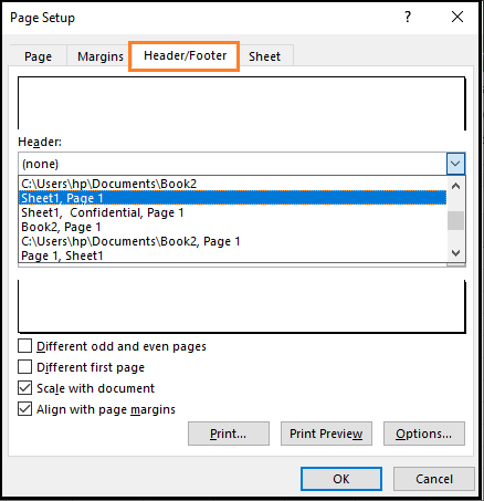 Excel 标题和页脚