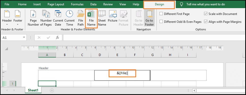 Excel 标题和页脚