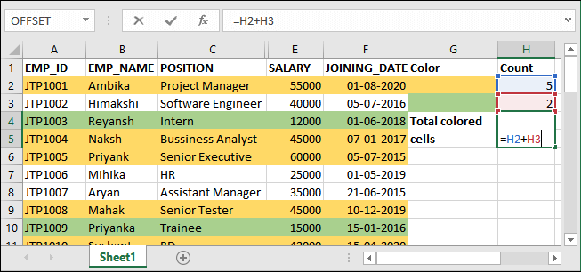 Excel 如何计算有颜色的单元格