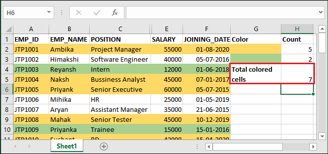 Excel 如何计算有颜色的单元格